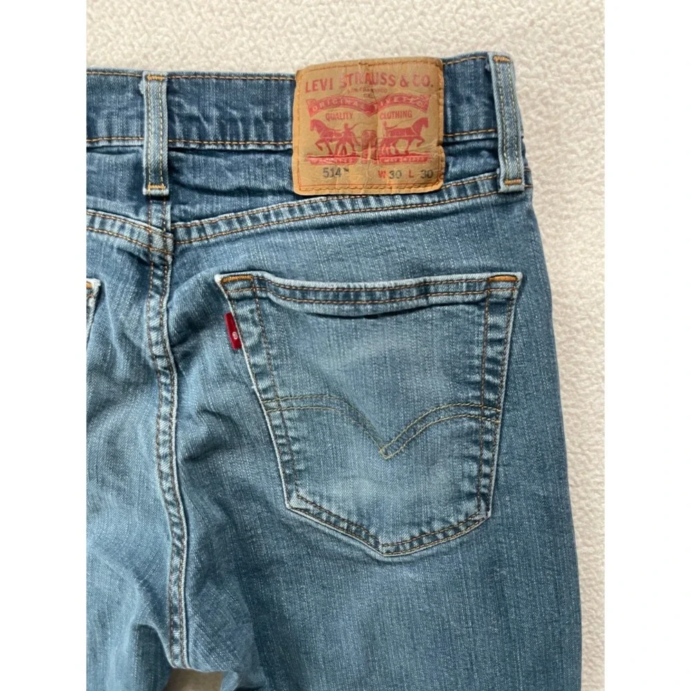 Levis Men 30x30 514 Straight Fit Jeans Blue Medium Wash Stretch Denim 00514-0403